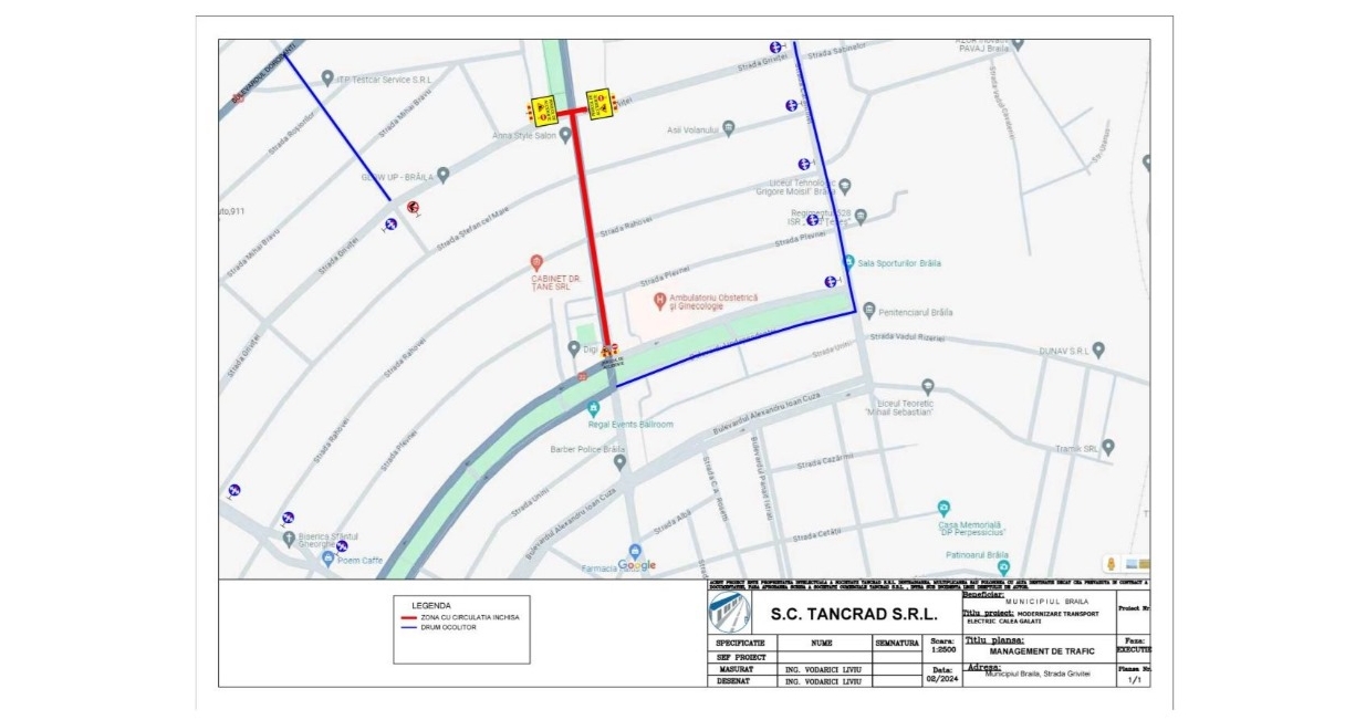 Restricții de trafic pe Str. Grivița, între Str. Carantina Str. Carpați ...